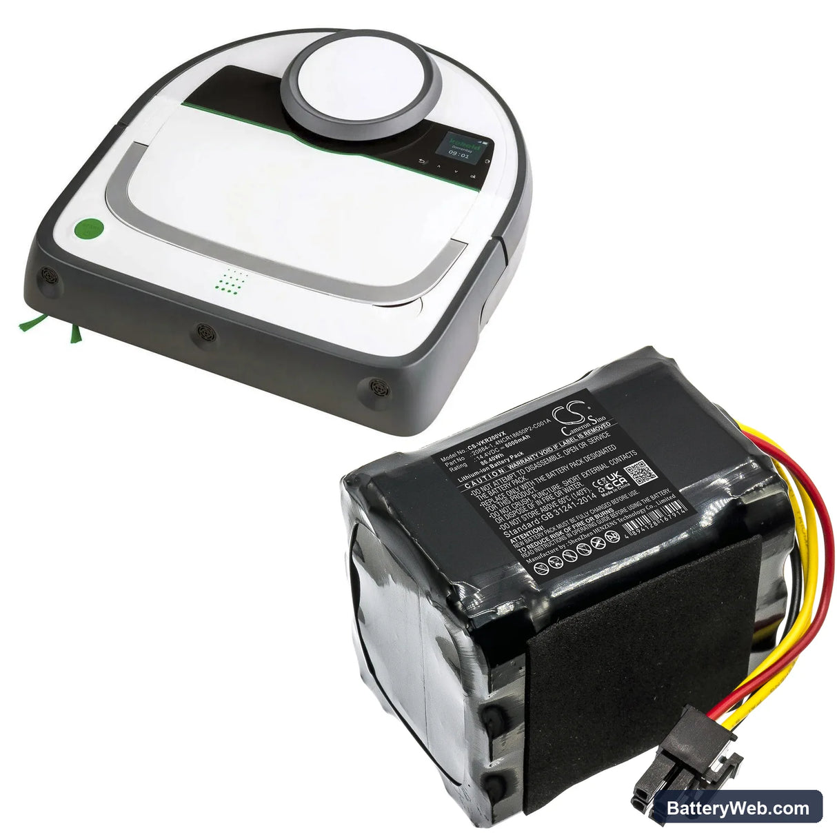 Vorwerk Kobold VR200 Replacement Battery, 14.4V, 6000mAh, Li-ion 6
