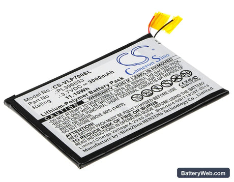 Visual Land Prestige 7G 7" Replacement Battery, 3.7V, 3000mAh, Li-Polymer 1