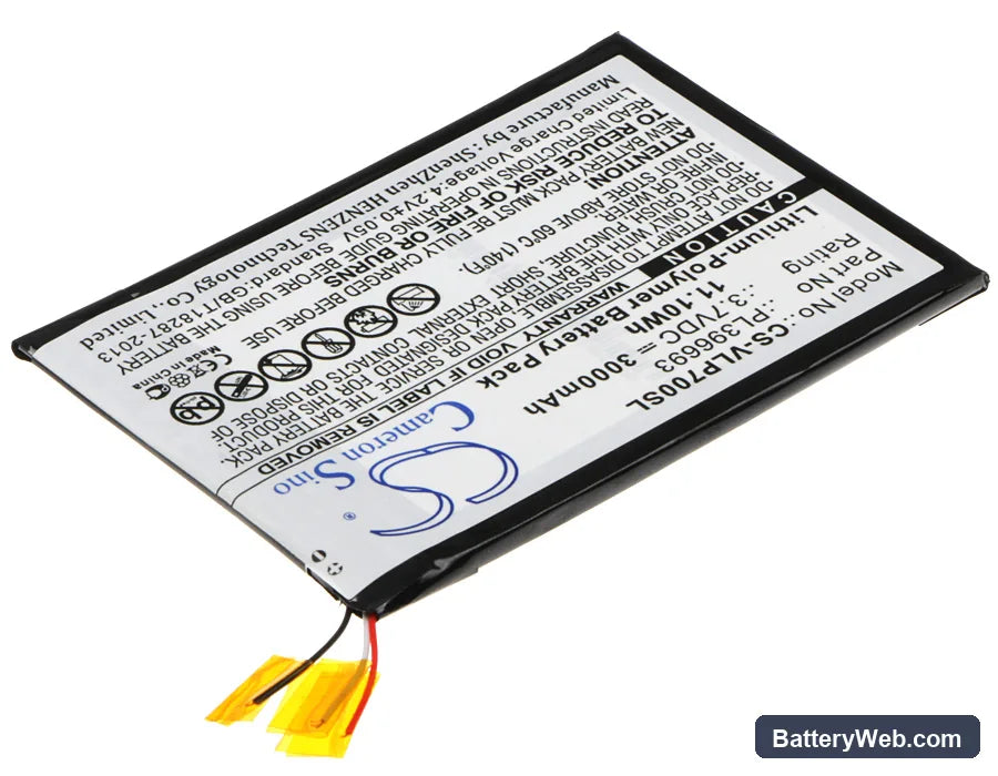 Visual Land Prestige 7G 7" Replacement Battery, 3.7V, 3000mAh, Li-Polymer 2