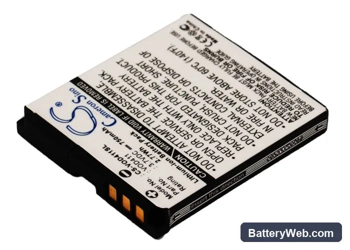 Vodafone 411 Replacement Battery, 3.7V, 750mAh, Li-ion 2