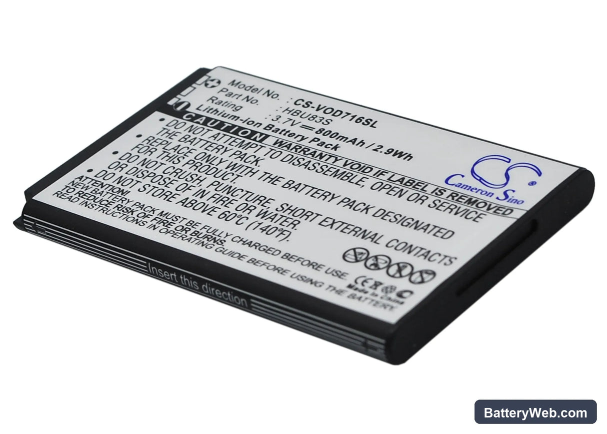 Vodafone 716 Replacement Battery, 3.7V, 800mAh, Li-ion 1