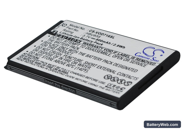 Vodafone 716 Replacement Battery, 3.7V, 800mAh, Li-ion 1