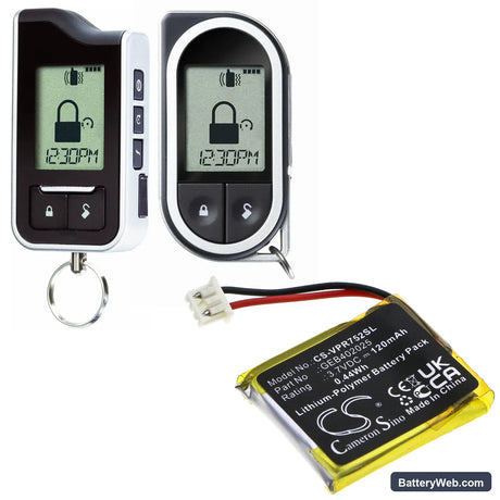 Astrostart RSS 5225 Replacement Battery, 3.7V, 120mAh, Li-Polymer 6
