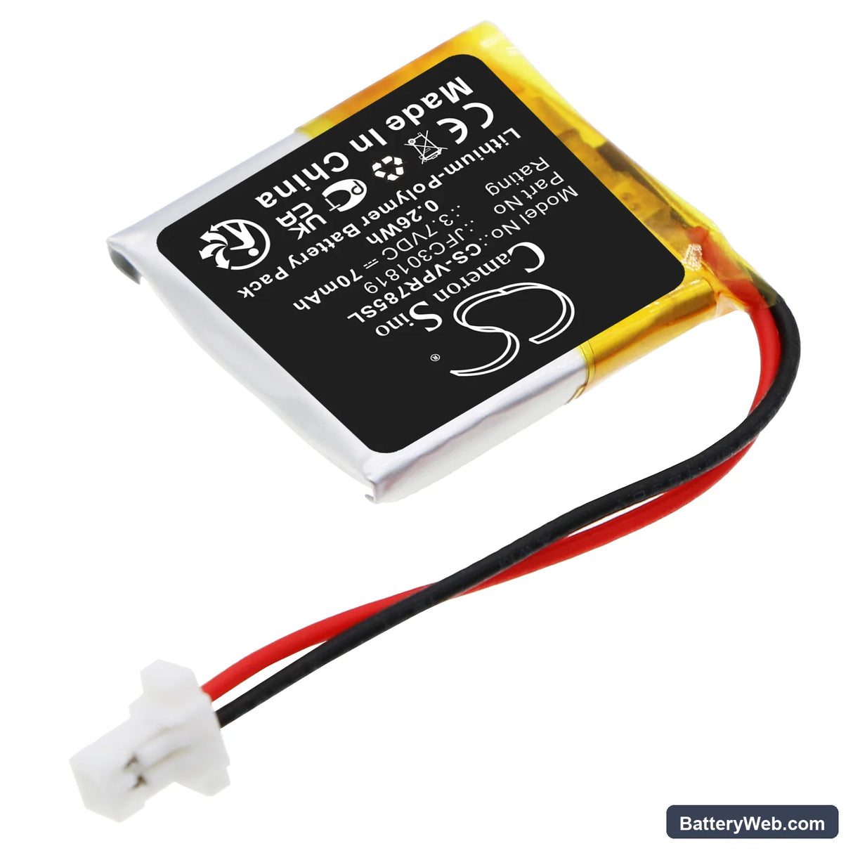 Python 7857P Replacement Battery, 3.7V, 70mAh, Li-Polymer 2