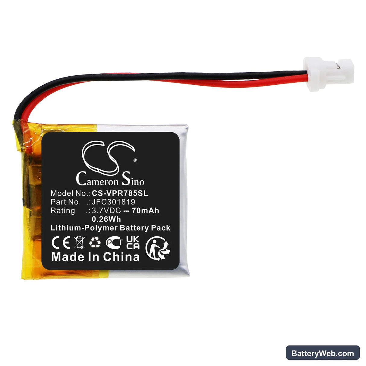 Python 7857P Replacement Battery, 3.7V, 70mAh, Li-Polymer 3