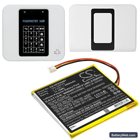 Visonic PowerMaster 360R Replacement Battery, 3.7V, 3000mAh, Li-Polymer 6