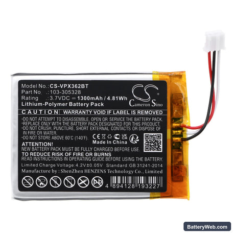 Visonic PowerMaster 360 Replacement Battery, 3.7V, 1300mAh, Li-Polymer 3
