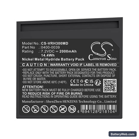 Verathon Bladerscan BVI 2500 Replacement Battery, 7.2V, 2000mAh, Ni-MH 5
