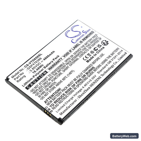 Vortex HD65Plus Replacement Battery, 3.85V, 4800mAh, Li-Polymer 1