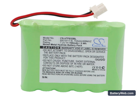 VeriFone Nurit 3020 Replacement Battery, 7.2V, 700mAh, Ni-MH 1