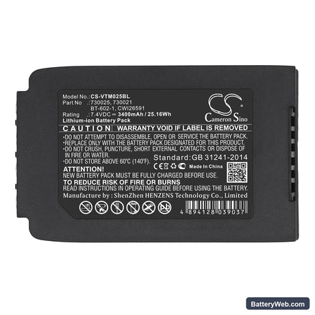 Vocollect Talkman T2 Replacement Battery, 7.4V, 3400mAh, Li-ion 5