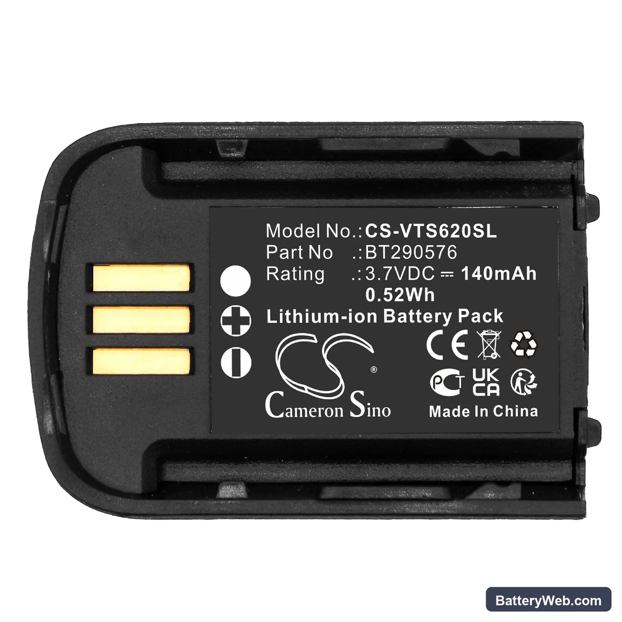 V Tech iS6200 Replacement Battery, 3.7V, 140mAh, Li-ion 5