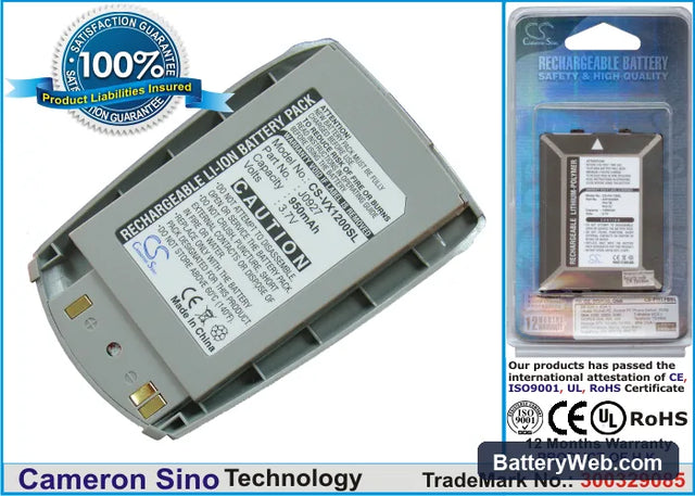 LG VX1200 Replacement Battery, 3.7V, 950mAh, Li-ion 1