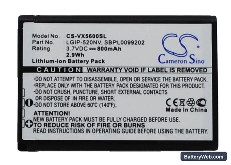 Verizon UN150 Envoy Replacement Battery, 3.7V, 800mAh, Li-ion 1