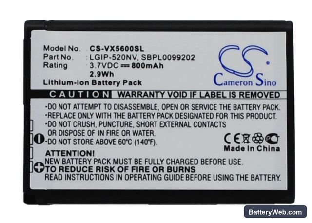 Verizon UN150 Envoy Replacement Battery, 3.7V, 800mAh, Li-ion 1
