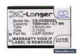 Verizon UN150 Envoy Replacement Battery, 3.7V, 1000mAh, Li-ion 5