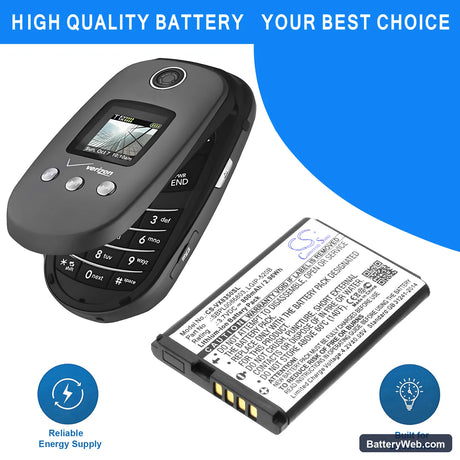 MetroPCS Select Replacement Battery, 3.7V, 800mAh, Li-ion 4