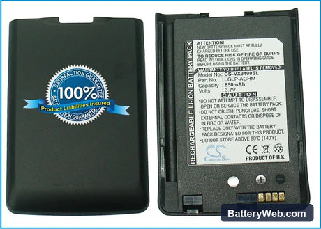 LG VX9400 Replacement Battery, 3.7V, 850mAh, Li-ion 1