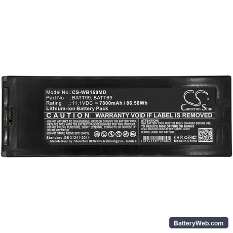 Welch-Allyn Connex 6000 Vital Signs Monitor Replacement Battery, 11.1V, 7800mAh, Li-ion 3
