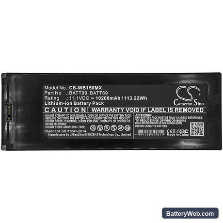 Welch-Allyn Connex 6000 Vital Signs Monitor Replacement Battery, 11.1V, 10200mAh, Li-ion 3