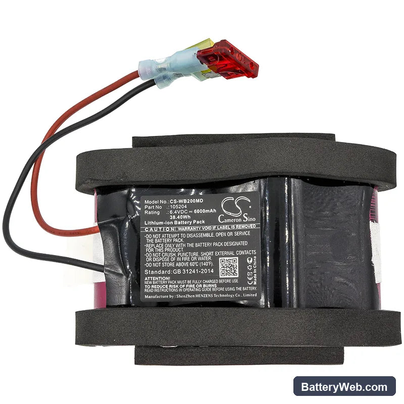 Welch-Allyn CP200 ECG Replacement Battery, 6.4V, 6000mAh, LiFePO4 3