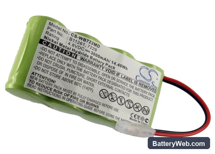 Welch-Allyn 72240 Replacement Battery, 4.8V, 3000mAh, Ni-MH 5