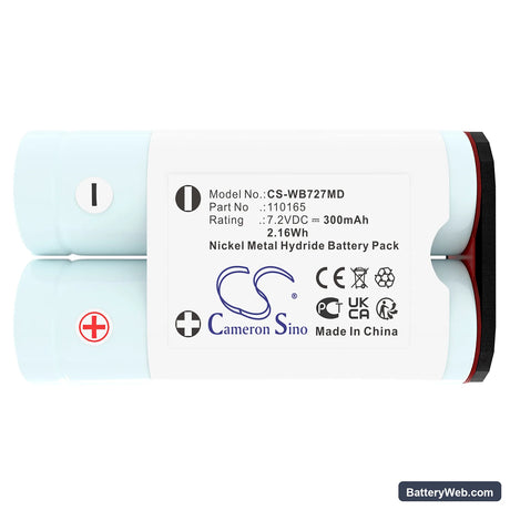 Welch-Allyn MT1 Replacement Battery, 7.2V, 300mAh, Ni-MH 5