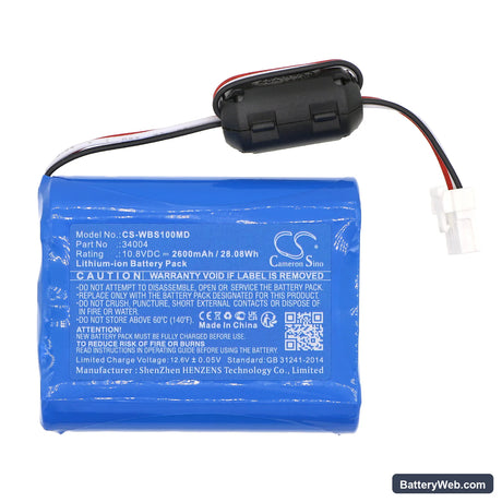 Welch-Allyn VS100 Replacement Battery, 10.8V, 2600mAh, Li-ion 3