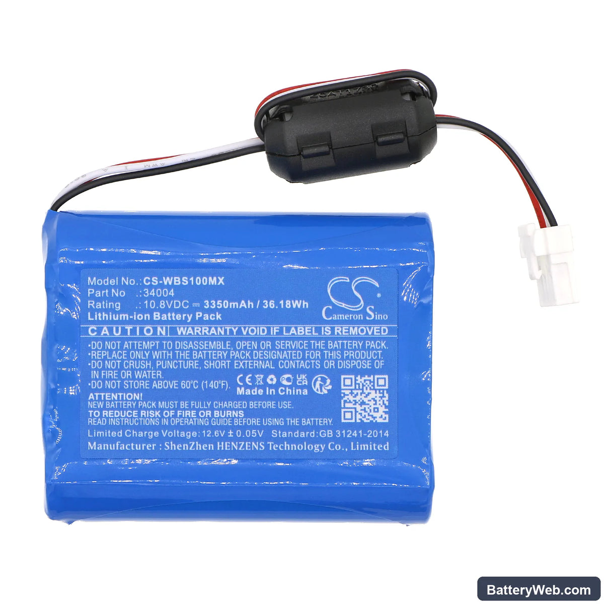 Welch-Allyn VS100 Replacement Battery, 10.8V, 3350mAh, Li-ion 3