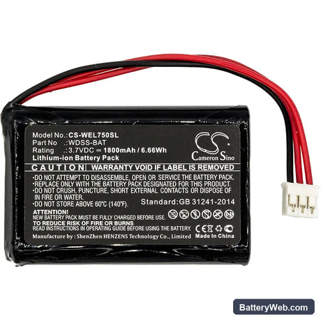 Vernier Wireless Dynamics Sensor System Replacement Battery, 3.7V, 1800mAh, Li-ion 3