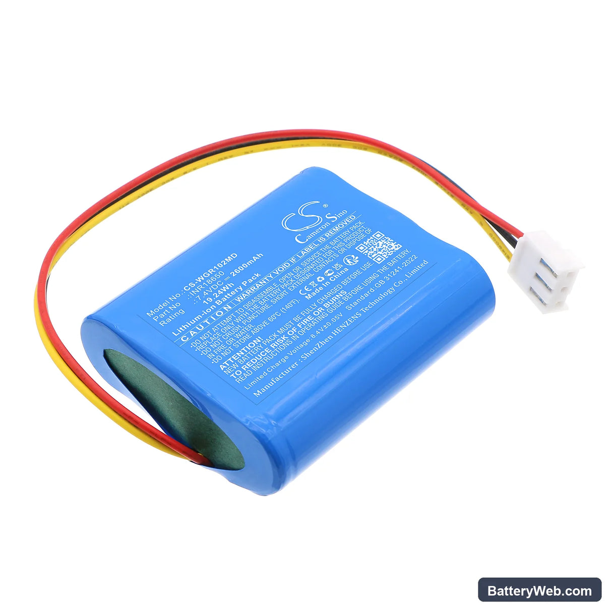WEGO WGI-1020 Replacement Battery, 7.4V, 2600mAh, Li-ion 1