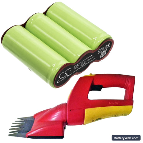 Wolf Garten Rasenschere Replacement Battery, 3.6V, 2000mAh, Ni-MH 6