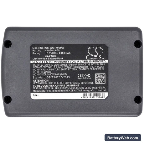 Wolf Garten Trimmer GTA 700 Replacement Battery, 18V, 2000mAh, Li-ion 5
