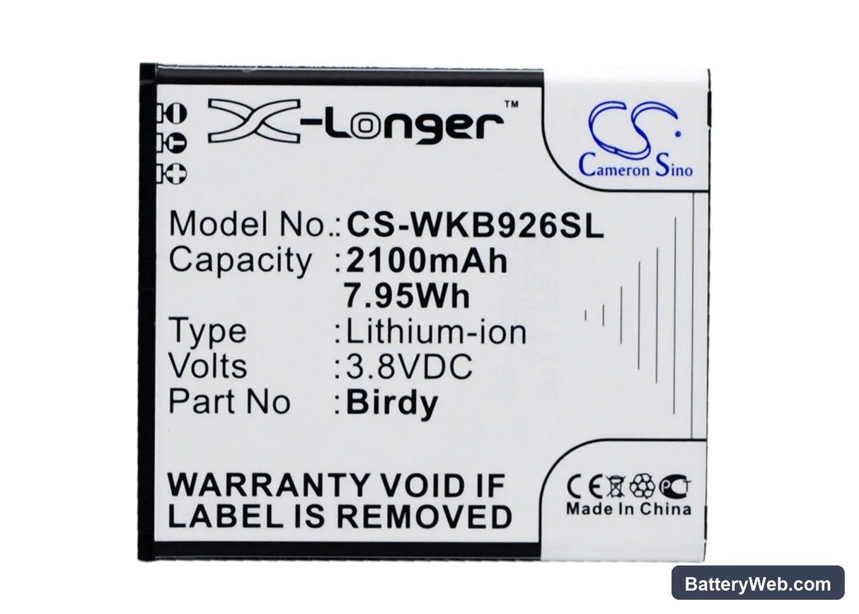 Wiko Birdy Replacement Battery, 3.8V, 2100mAh, Li-ion 1