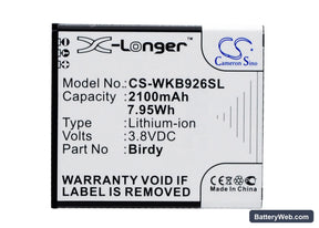 Wiko Birdy Replacement Battery, 3.8V, 2100mAh, Li-ion 1