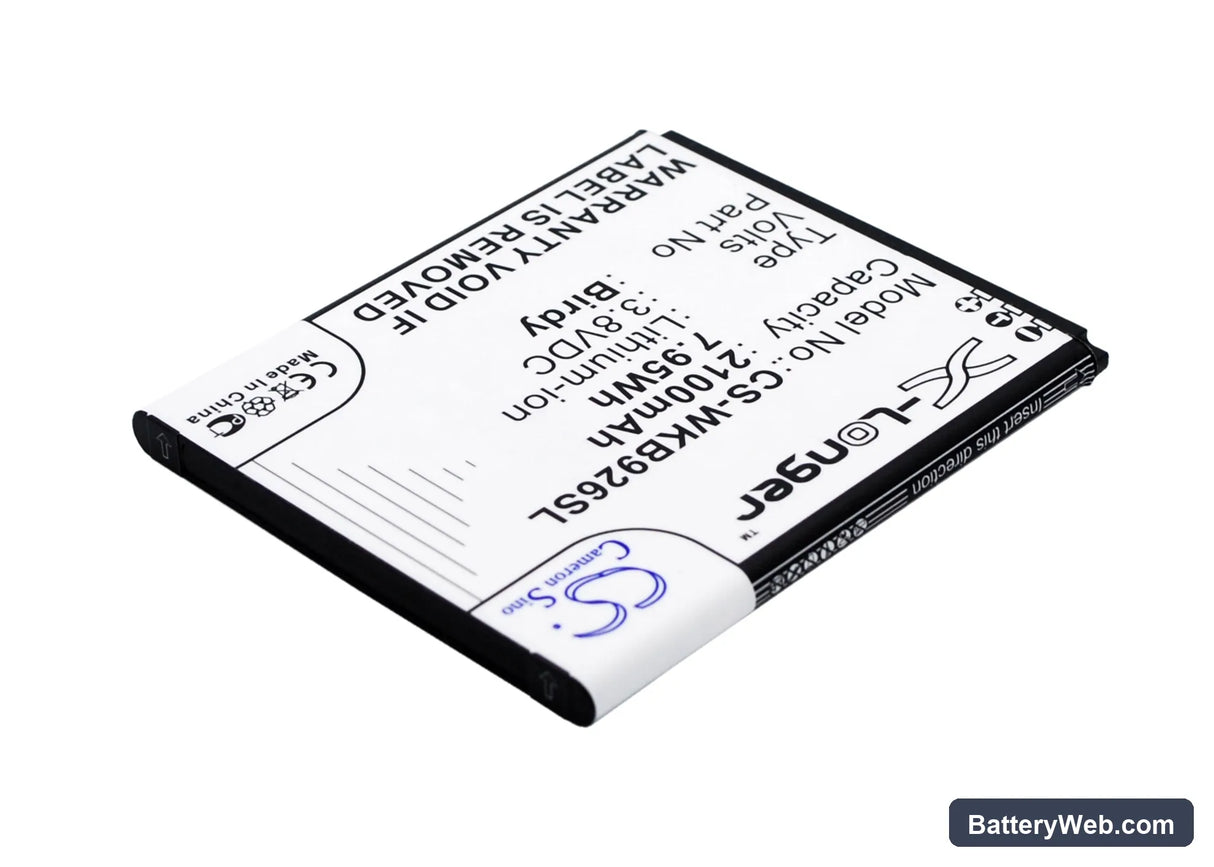 Wiko Birdy Replacement Battery, 3.8V, 2100mAh, Li-ion 3