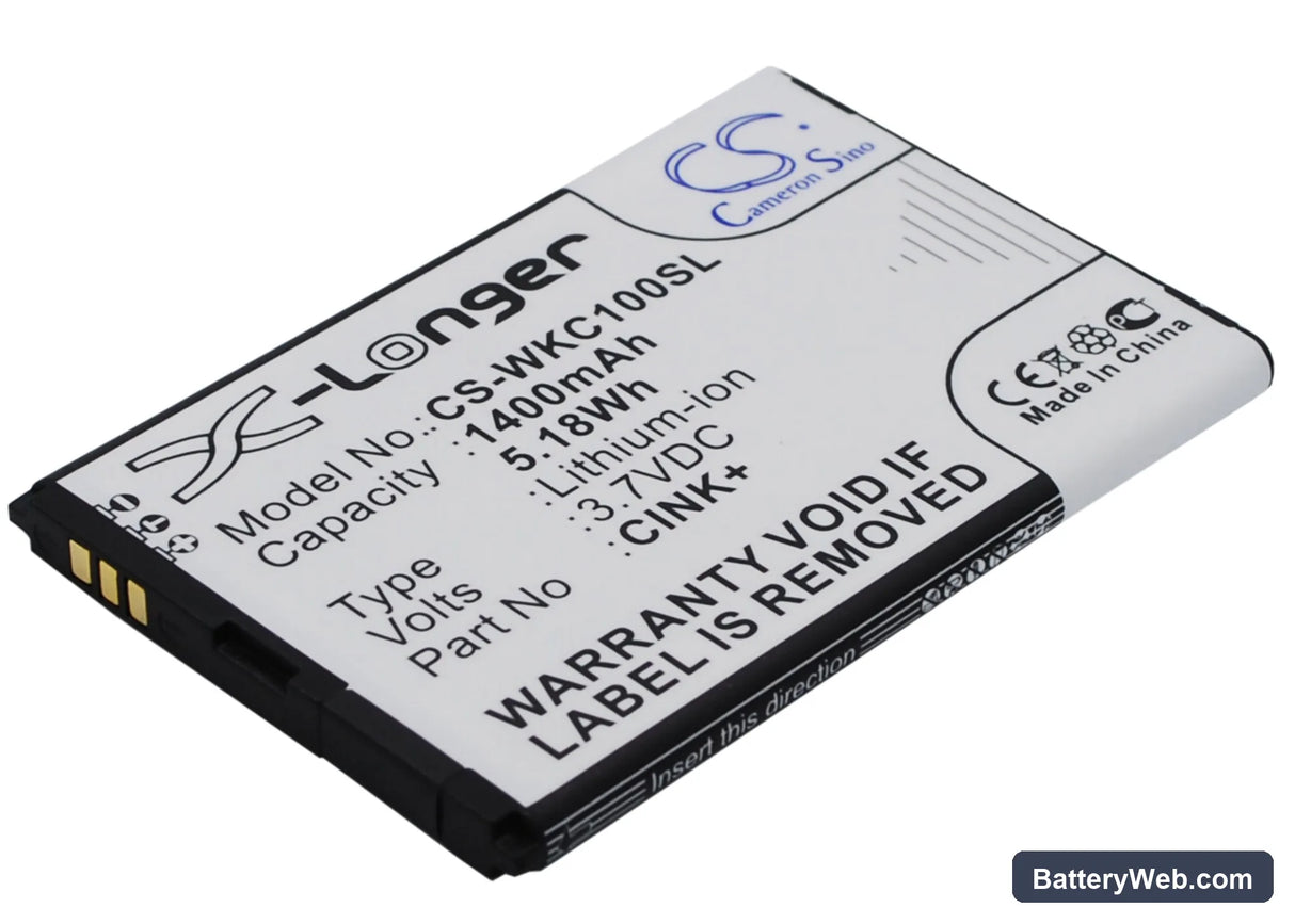 Wiko Cink Replacement Battery, 3.7V, 1400mAh, Li-ion 3