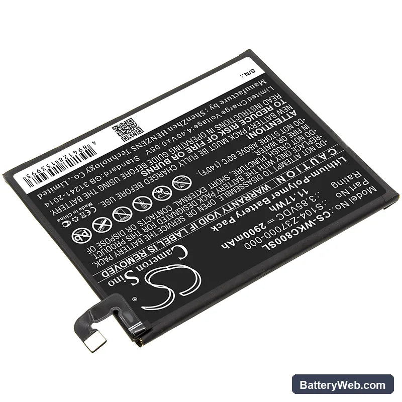 Wiko View 2 Replacement Battery, 3.85V, 2900mAh, Li-Polymer 2