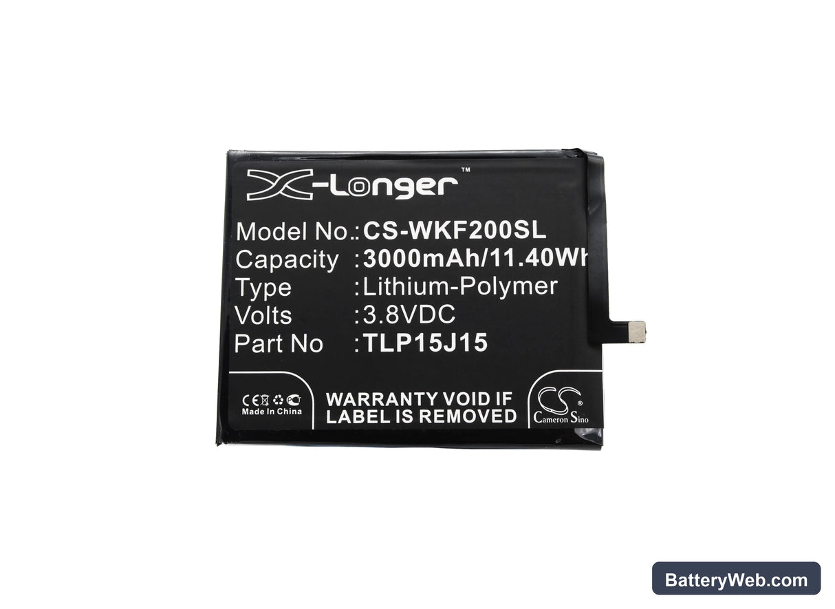 Wiko FEVER Replacement Battery, 3.8V, 3000mAh, Li-Polymer 5