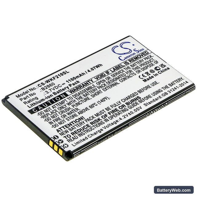 Wiko F200 Replacement Battery, 3.7V, 1100mAh, Li-ion 1