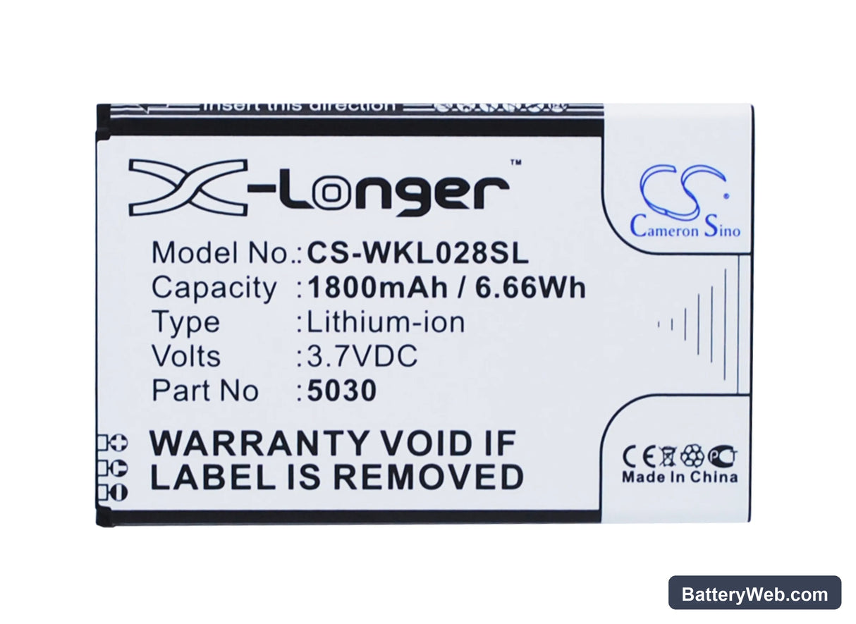 Wiko LENNY 2 Replacement Battery, 3.7V, 1800mAh, Li-ion 5