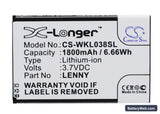 Wiko LENNY Replacement Battery, 3.7V, 1800mAh, Li-ion 1