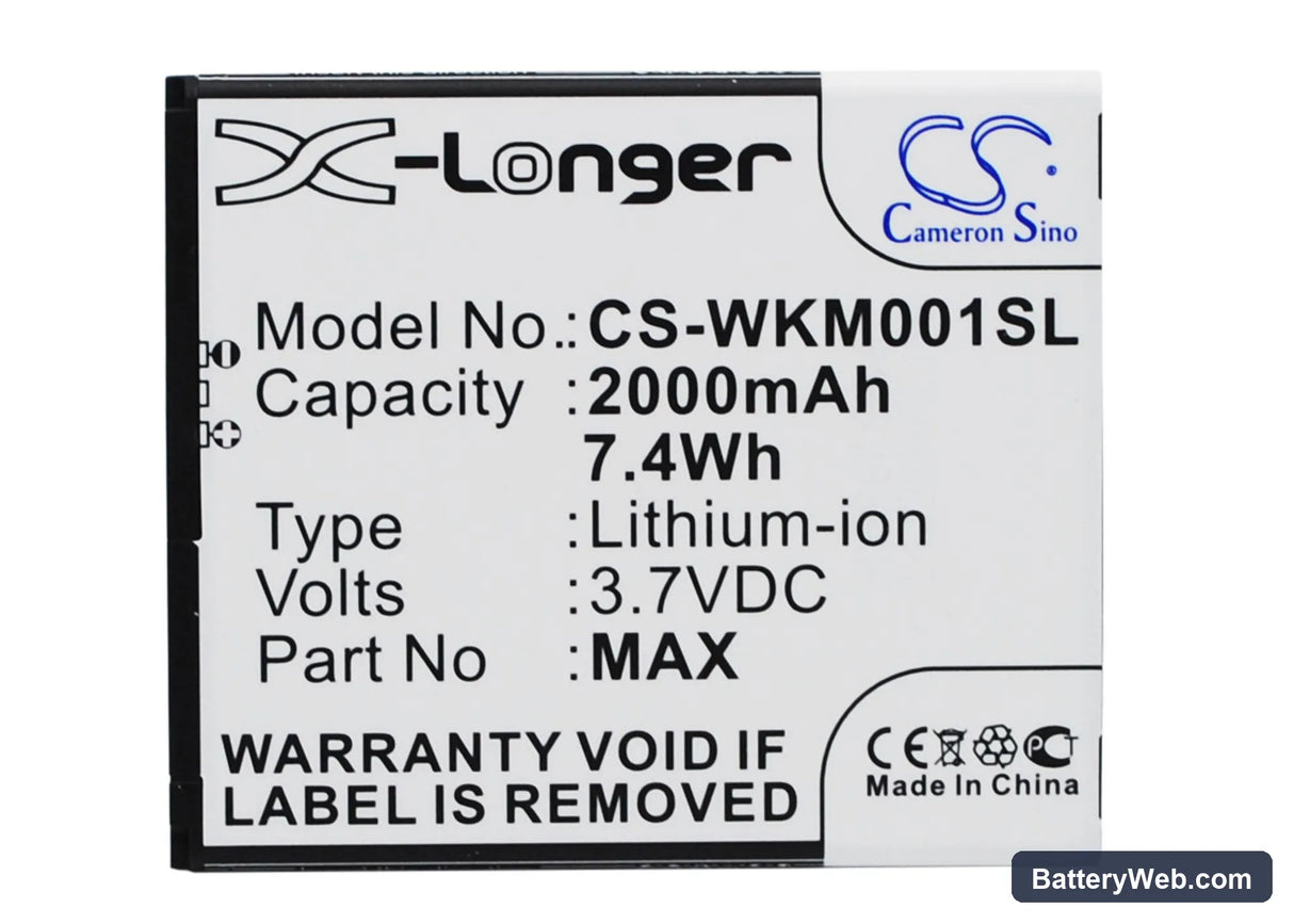 Wiko WAX Replacement Battery, 3.7V, 2000mAh, Li-ion 1