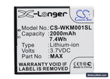 Wiko WAX Replacement Battery, 3.7V, 2000mAh, Li-ion 1
