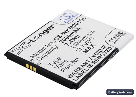 Wiko WAX Replacement Battery, 3.7V, 2000mAh, Li-ion 2