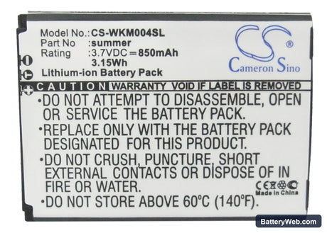 Wiko SUMMER Replacement Battery, 3.7V, 850mAh, Li-ion 5