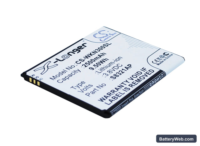 Wiko Slide Replacement Battery, 3.8V, 2500mAh, Li-ion 1