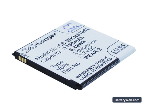 Wiko Cink Peax Replacement Battery, 3.7V, 1750mAh, Li-ion 1