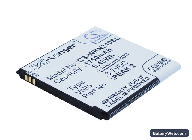 Wiko Cink Peax Replacement Battery, 3.7V, 1750mAh, Li-ion 1