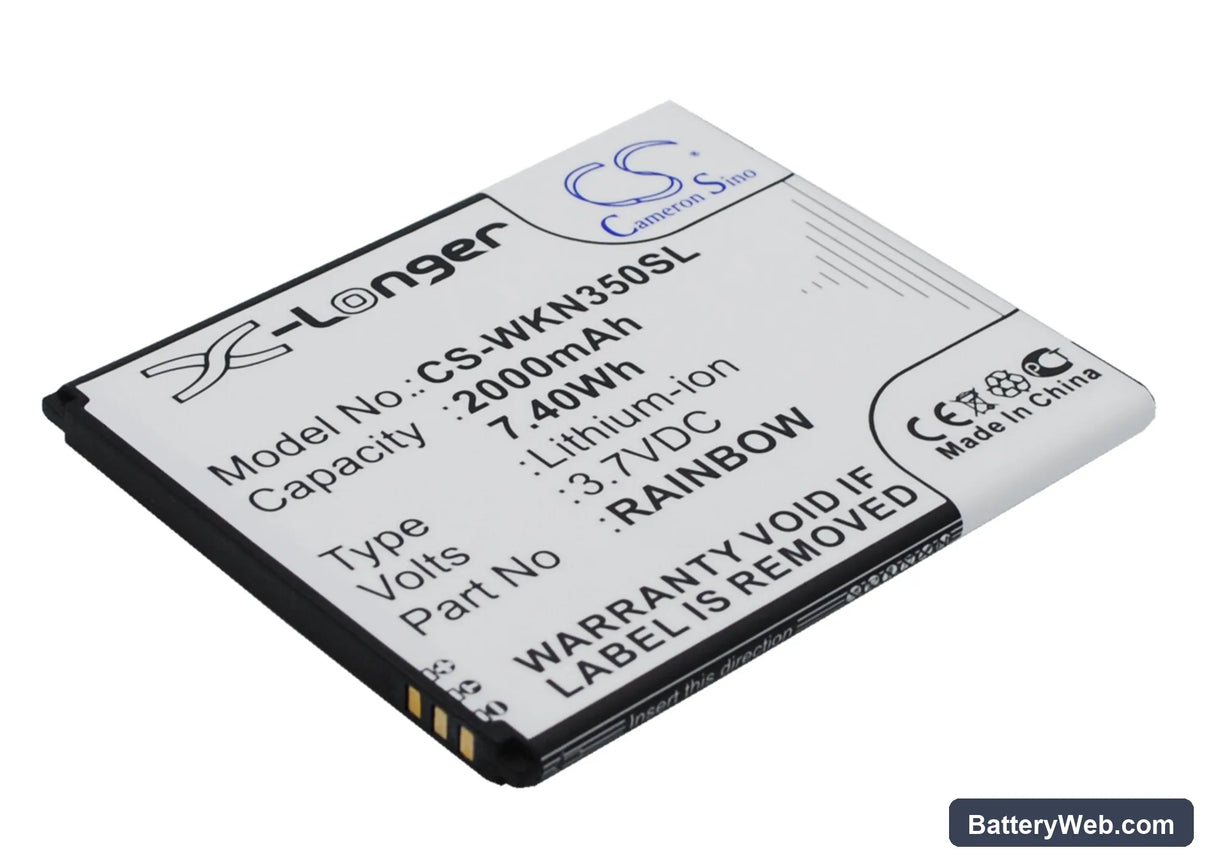 Wiko Rainbow Replacement Battery, 3.7V, 2000mAh, Li-ion 2